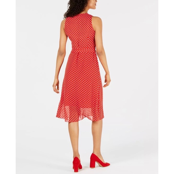 Anne Klein Dot-Print Pleated A-Line Dress - Picture 2 of 6